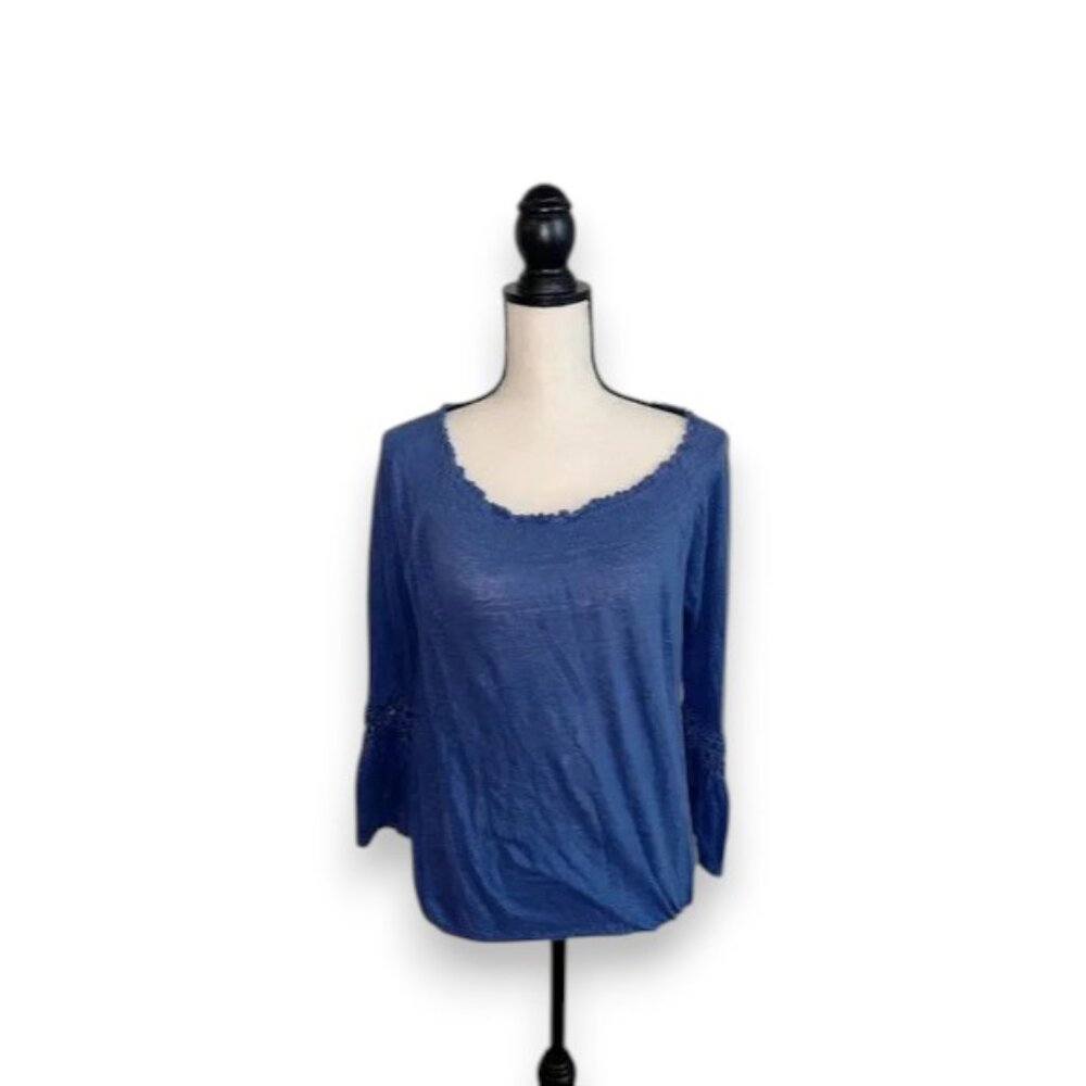 INC International Concepts Relaxed Blue 3/4 Sleeve Blouse